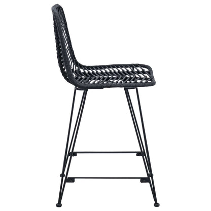 Bar Chair 2 pcs Black 44.5 x 54.5 x 97.5 cm Rattan and Iron
