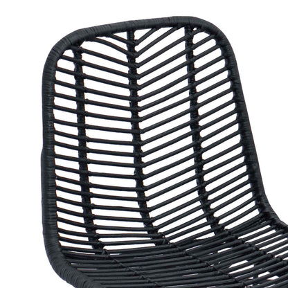 Bar Chair 2 pcs Black 44.5 x 53 x 111 cm Rattan and Iron
