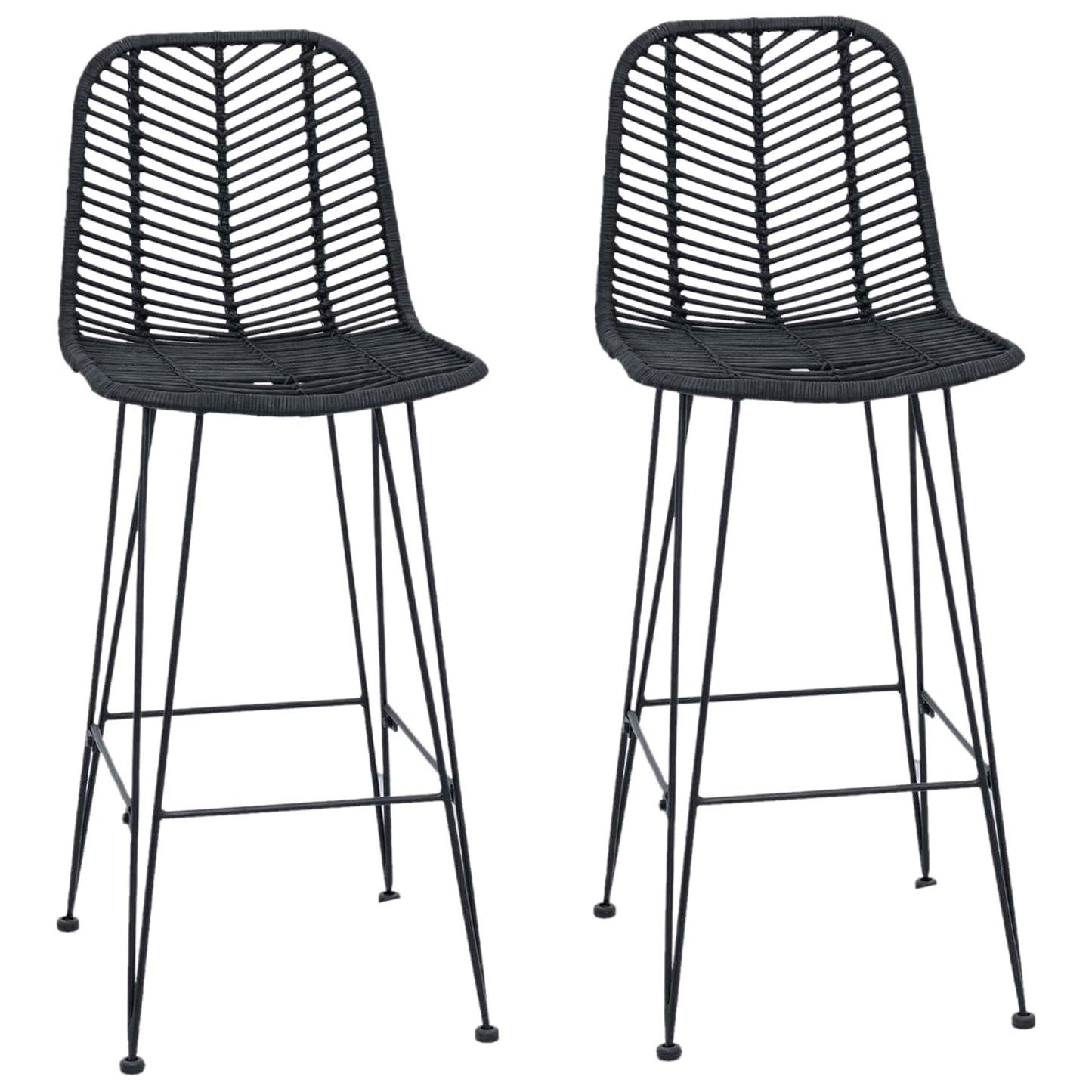 Bar Chair 2 pcs Black 44.5 x 53 x 111 cm Rattan and Iron
