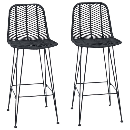 Bar Chair 2 pcs Black 44.5 x 53 x 111 cm Rattan and Iron