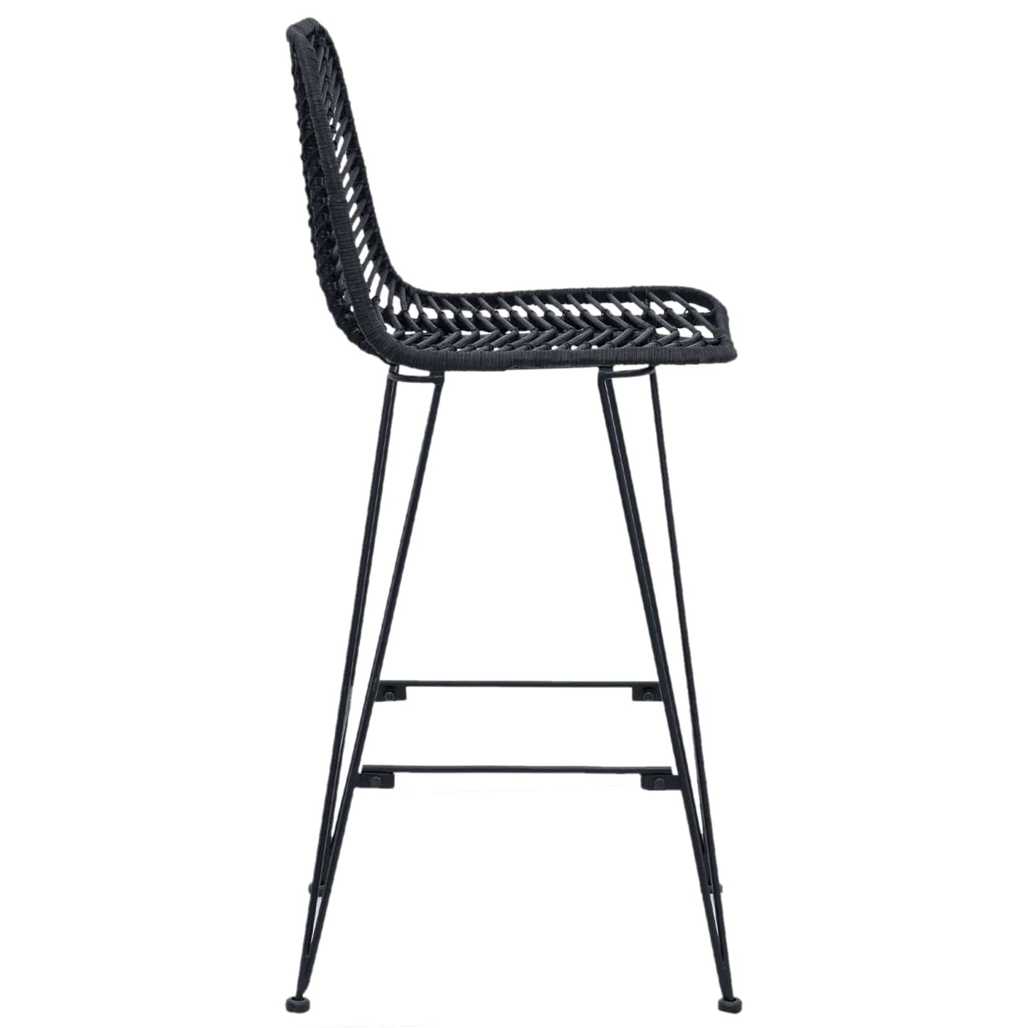 Bar Chair 2 pcs Black 44.5 x 53 x 111 cm Rattan and Iron