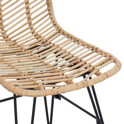 Dining Chair 2 pcs Rattan and Iron Natural 44.5 x 54.5 x 85 cm