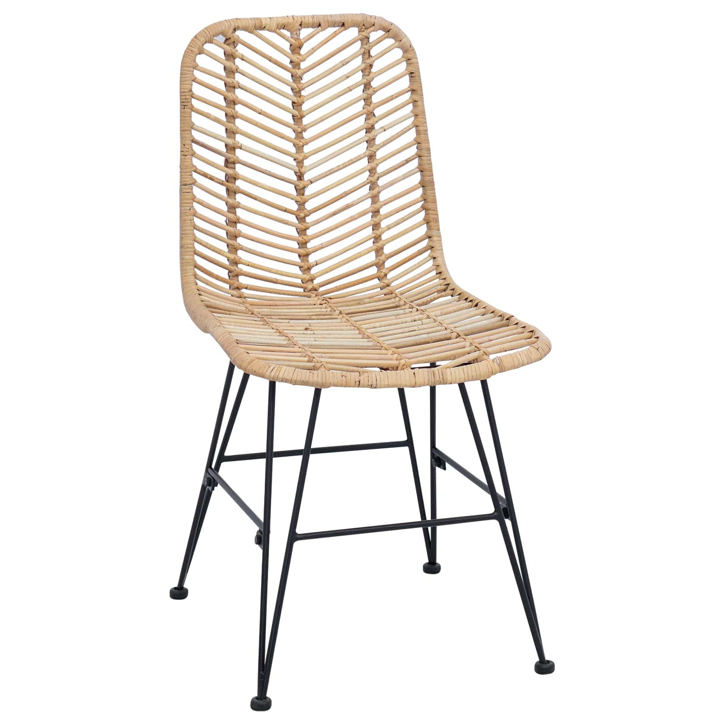Dining Chair 2 pcs Rattan and Iron Natural 44.5 x 54.5 x 85 cm