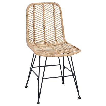 Dining Chair 2 pcs Rattan and Iron Natural 44.5 x 54.5 x 85 cm