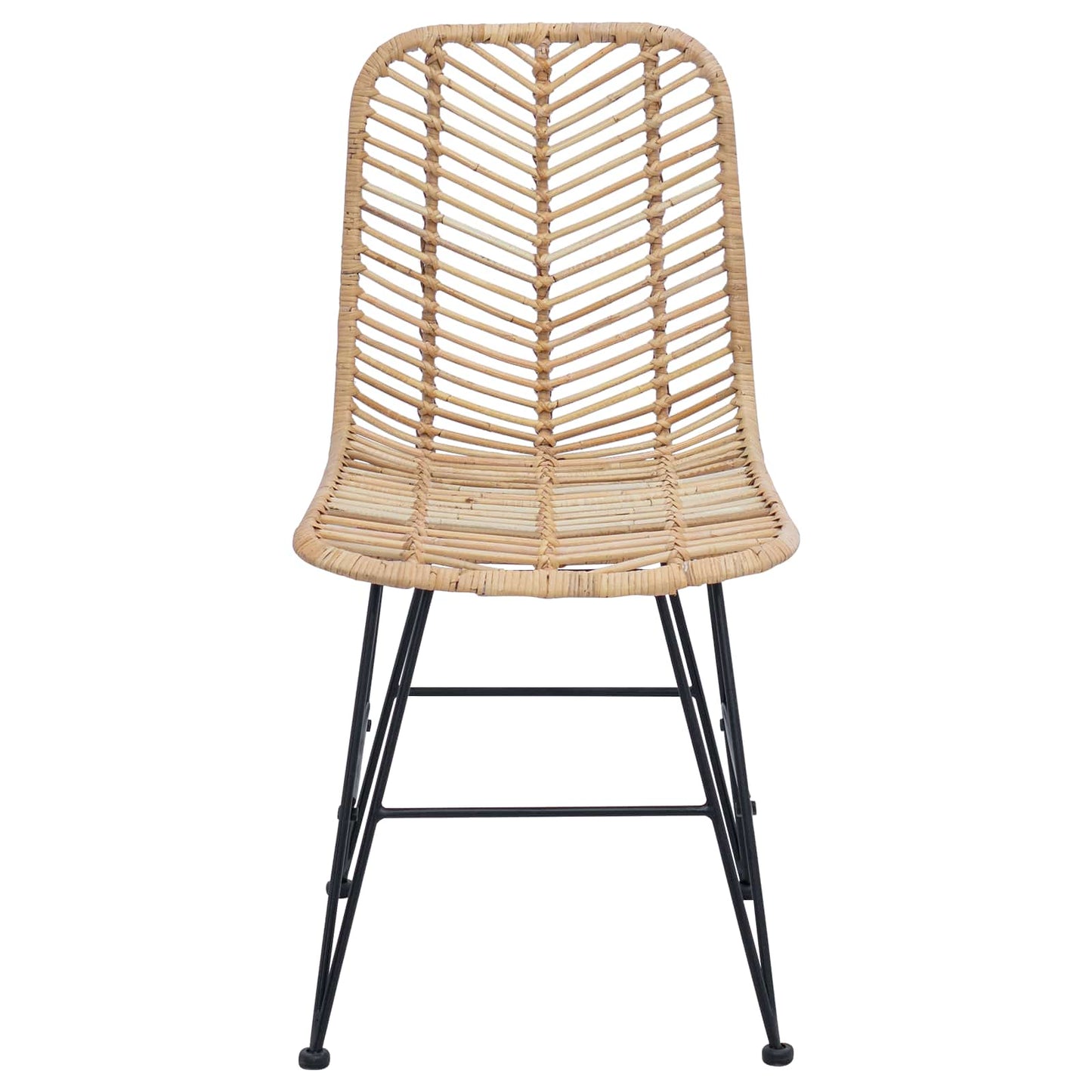 Dining Chair 2 pcs Rattan and Iron Natural 44.5 x 54.5 x 85 cm