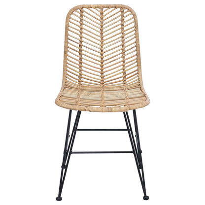 Dining Chair 2 pcs Rattan and Iron Natural 44.5 x 54.5 x 85 cm
