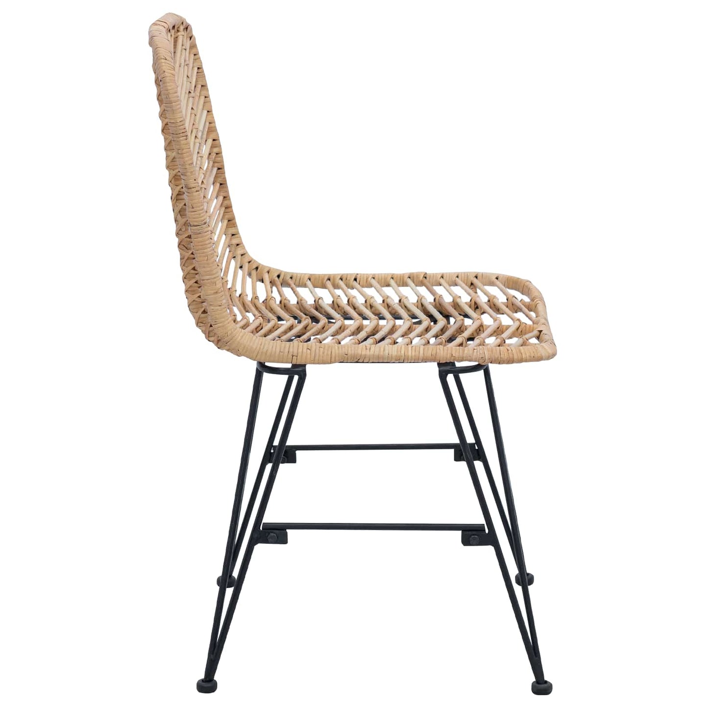 Dining Chair 2 pcs Rattan and Iron Natural 44.5 x 54.5 x 85 cm