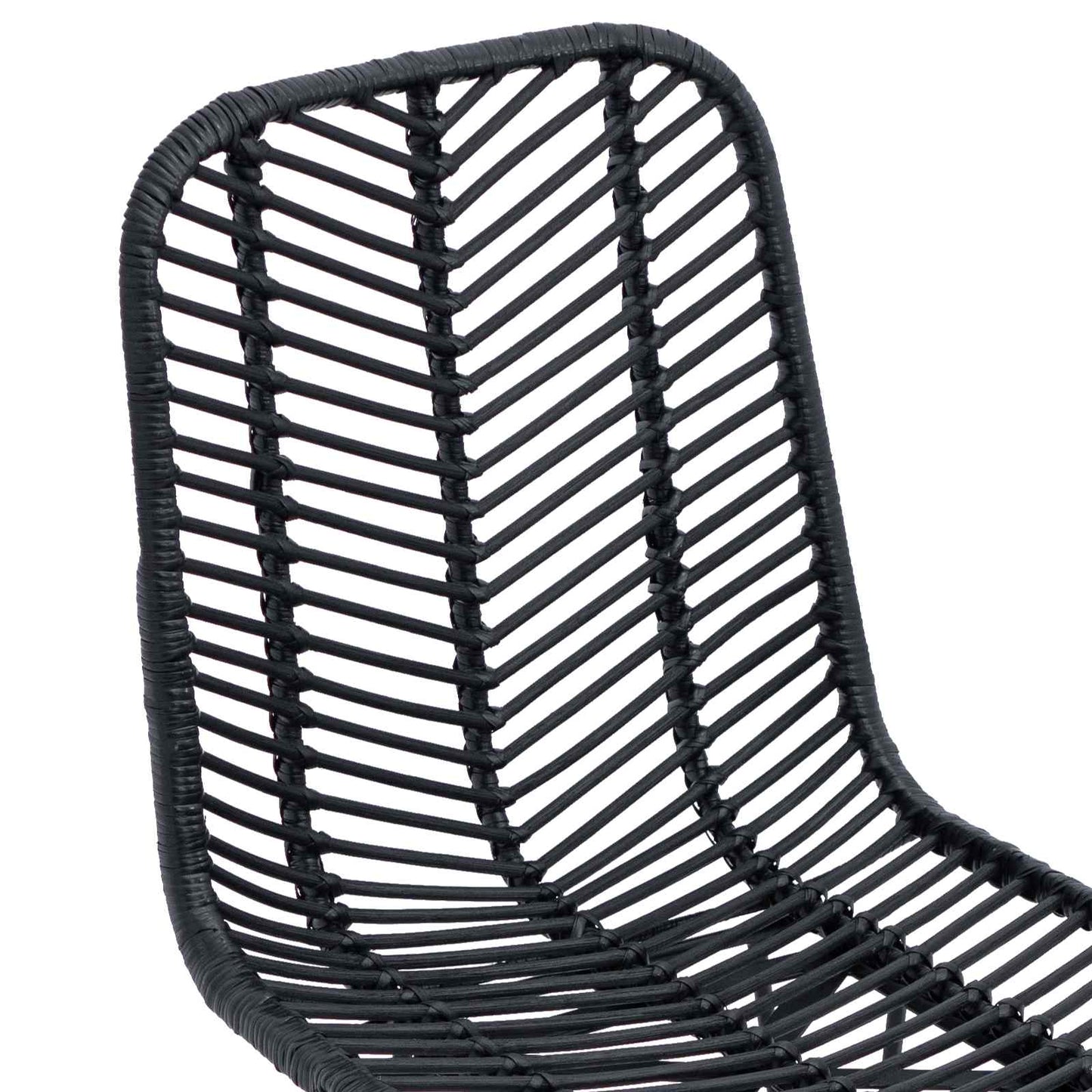 Dining Chair 2 pcs Rattan and Iron Black 44.5 x 54.5 x 85 cm