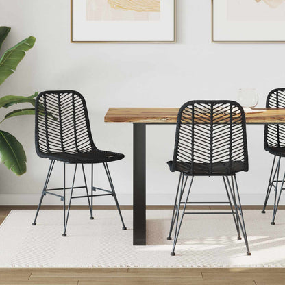 Dining Chair 2 pcs Rattan and Iron Black 44.5 x 54.5 x 85 cm