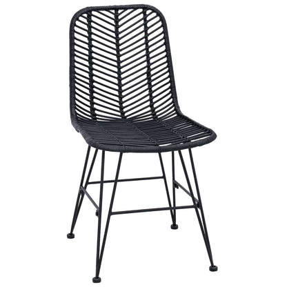 Dining Chair 2 pcs Rattan and Iron Black 44.5 x 54.5 x 85 cm