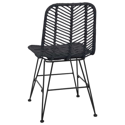 Dining Chair 2 pcs Rattan and Iron Black 44.5 x 54.5 x 85 cm
