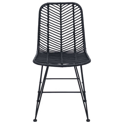 Dining Chair 2 pcs Rattan and Iron Black 44.5 x 54.5 x 85 cm