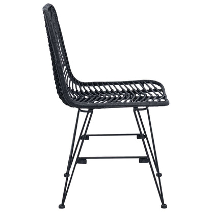 Dining Chair 2 pcs Rattan and Iron Black 44.5 x 54.5 x 85 cm