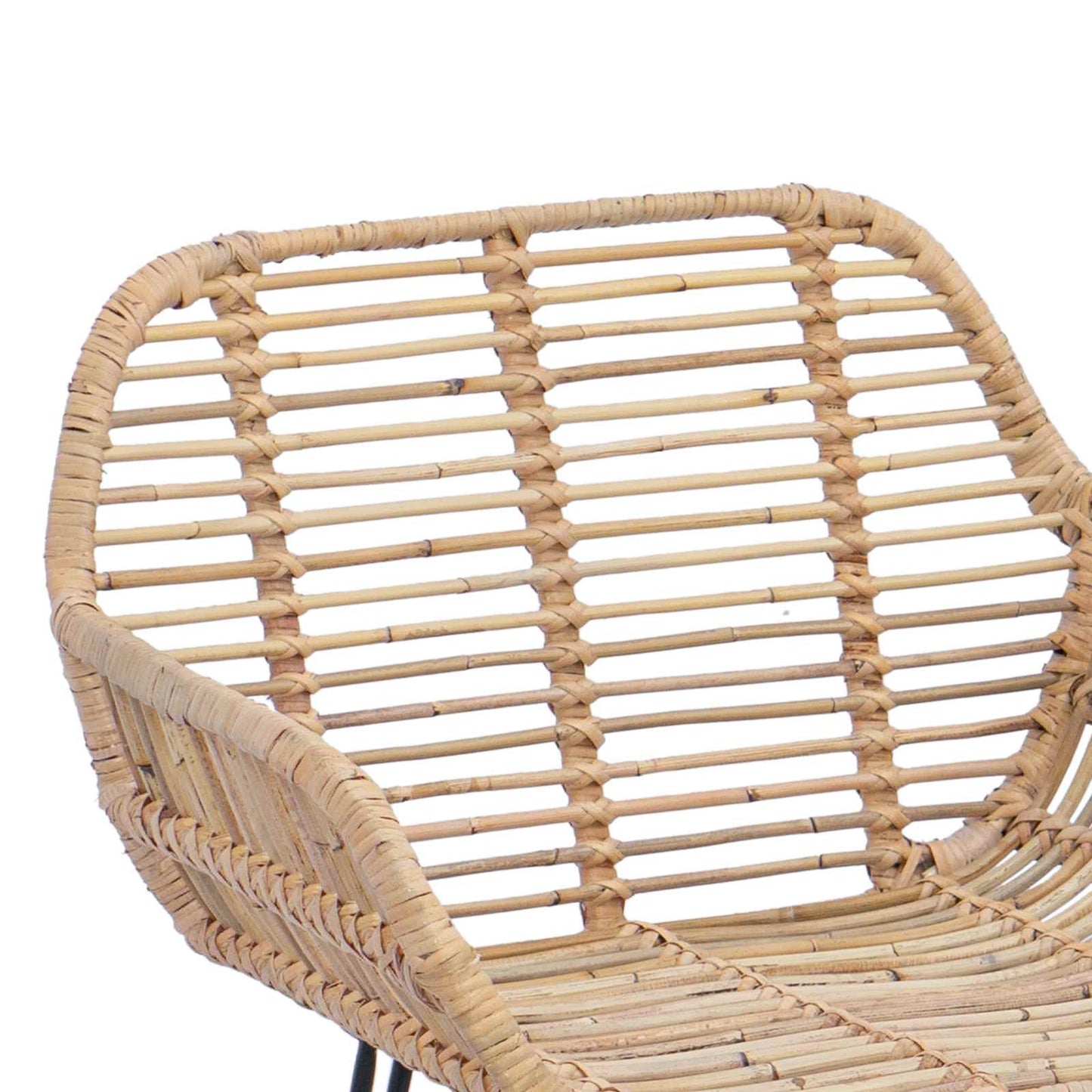 Bar Chair 2 pcs Natural 55 x 52 x 92 cm Rattan and Iron
