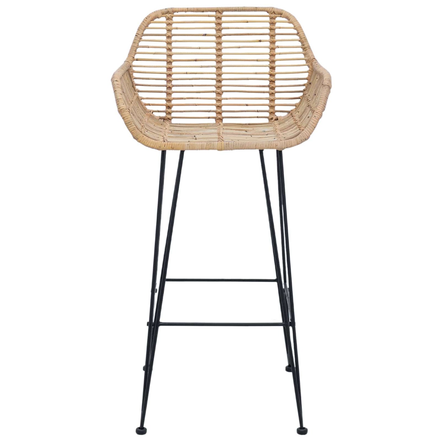 Bar Chair 2 pcs Natural 55 x 52 x 92 cm Rattan and Iron