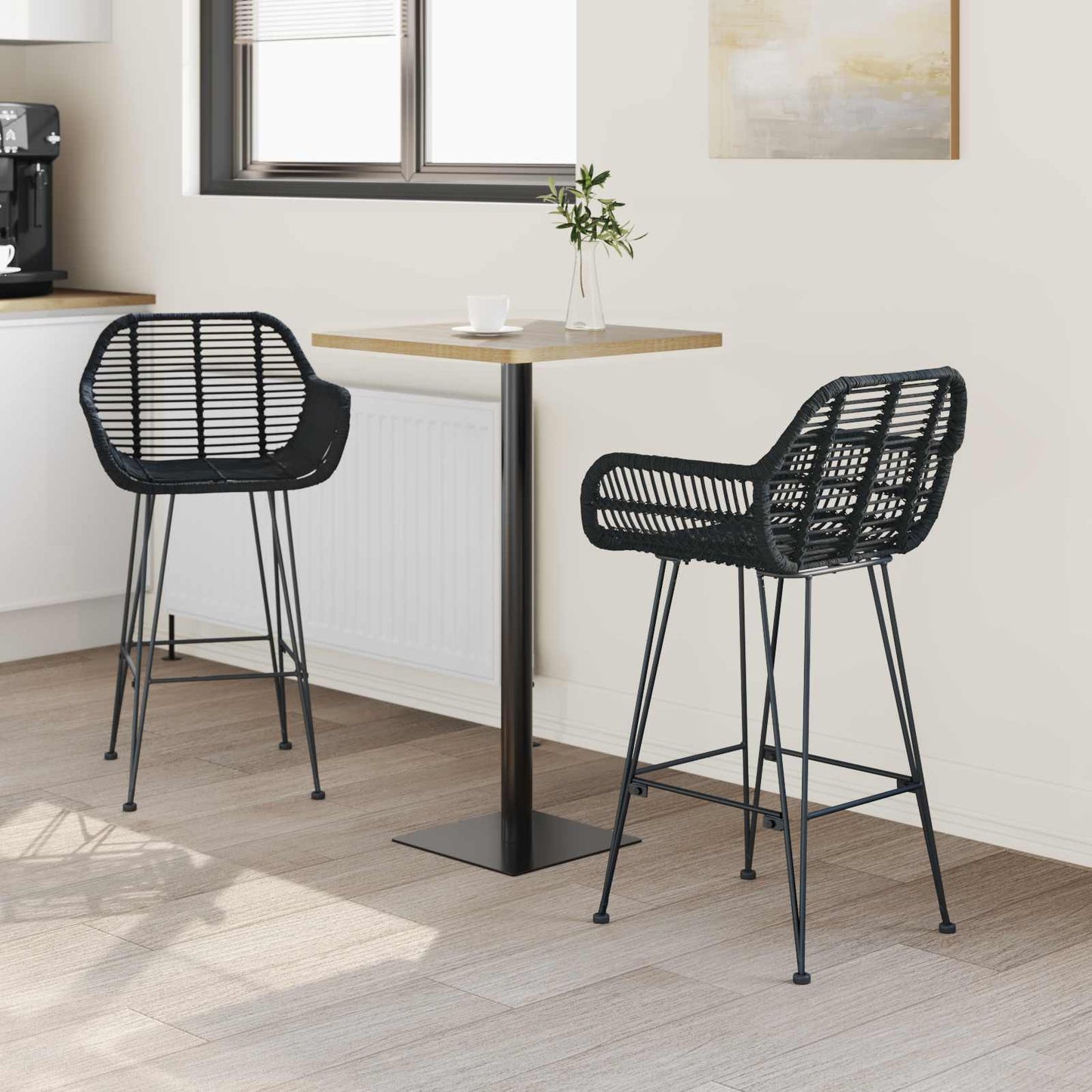 Bar Chair 2 pcs 55 x 52 x 92 cm Rattan and Iron