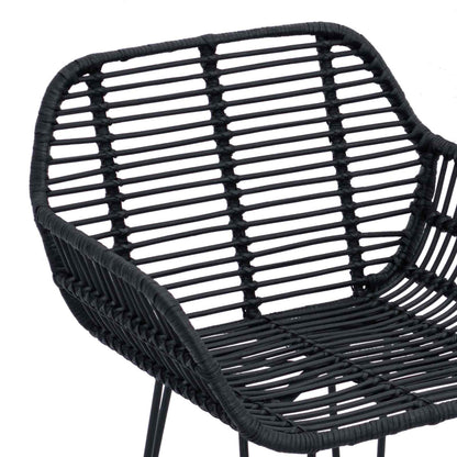 Bar Chair 2 pcs Black 55 x 52 x 105 cm Rattan and Iron