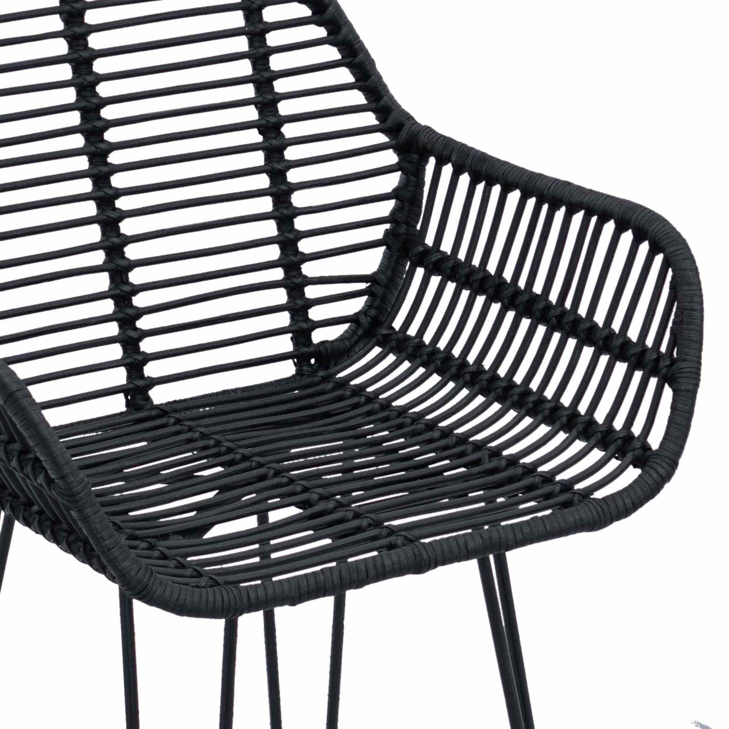 Bar Chair 2 pcs Black 55 x 52 x 105 cm Rattan and Iron
