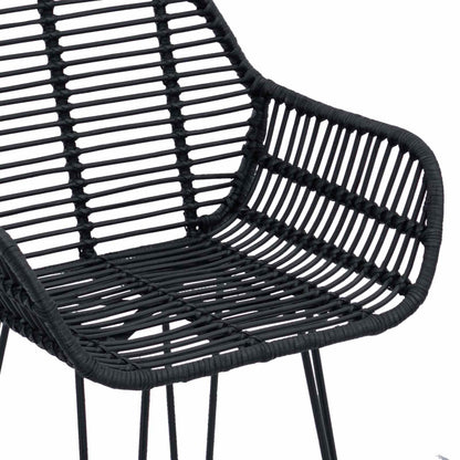 Bar Chair 2 pcs Black 55 x 52 x 105 cm Rattan and Iron