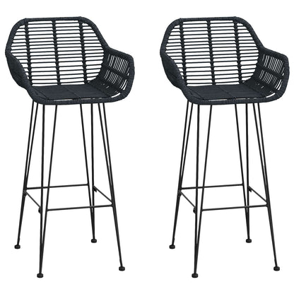 Bar Chair 2 pcs Black 55 x 52 x 105 cm Rattan and Iron
