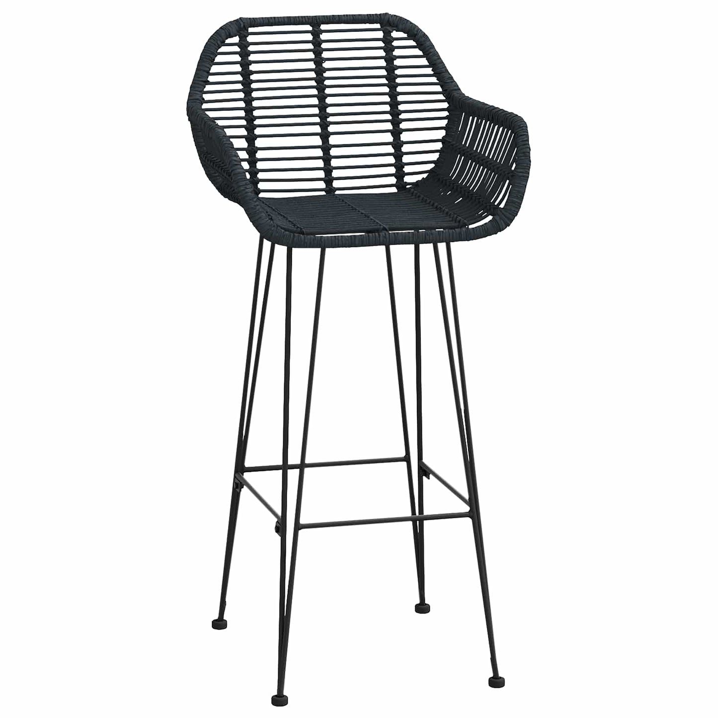 Bar Chair 2 pcs Black 55 x 52 x 105 cm Rattan and Iron