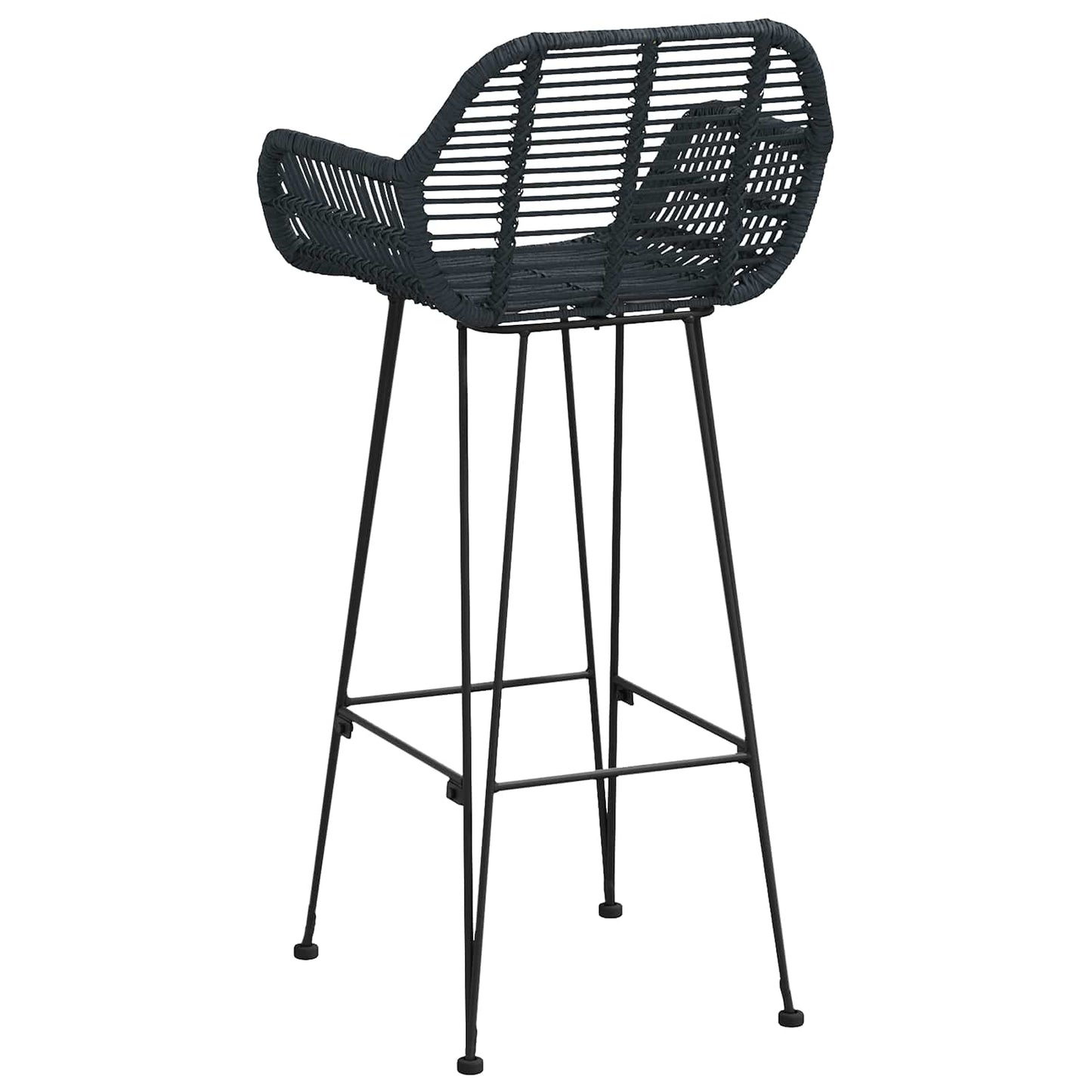 Bar Chair 2 pcs Black 55 x 52 x 105 cm Rattan and Iron