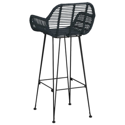 Bar Chair 2 pcs Black 55 x 52 x 105 cm Rattan and Iron