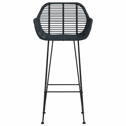 Bar Chair 2 pcs Black 55 x 52 x 105 cm Rattan and Iron