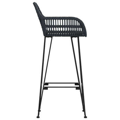 Bar Chair 2 pcs Black 55 x 52 x 105 cm Rattan and Iron