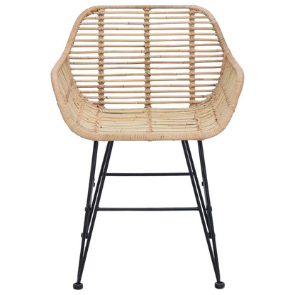 Dining Chair 2 pcs Rattan and Iron Natural 55 x 50 x 74 cm