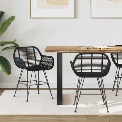 Dining Chair 2 pcs Rattan and Iron Black 55 x 50 x 74 cm