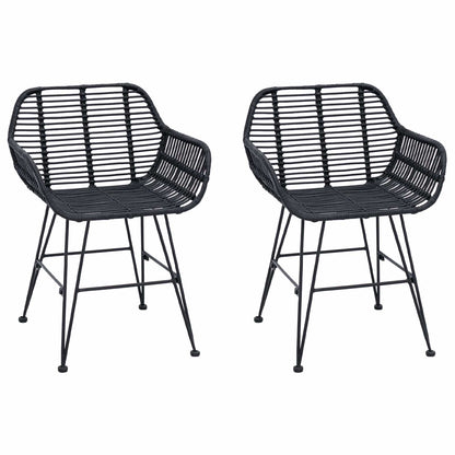 Dining Chair 2 pcs Rattan and Iron Black 55 x 50 x 74 cm