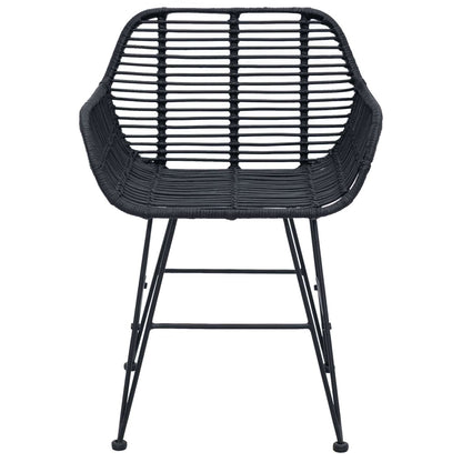 Dining Chair 2 pcs Rattan and Iron Black 55 x 50 x 74 cm