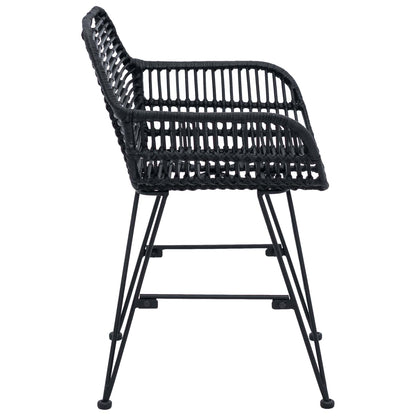 Dining Chair 2 pcs Rattan and Iron Black 55 x 50 x 74 cm