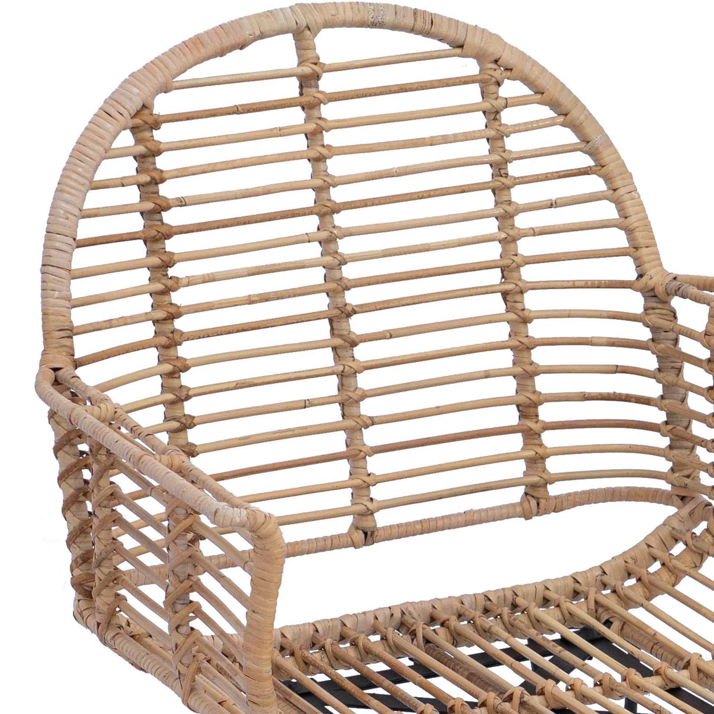Dining Chair 2 pcs Rattan and Iron Natural 57 x 55 x 85 cm