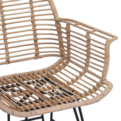 Dining Chair 2 pcs Rattan and Iron Natural 57 x 55 x 85 cm