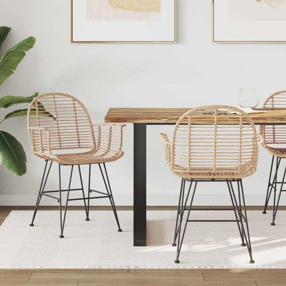 Dining Chair 2 pcs Rattan and Iron Natural 57 x 55 x 85 cm