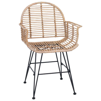 Dining Chair 2 pcs Rattan and Iron Natural 57 x 55 x 85 cm