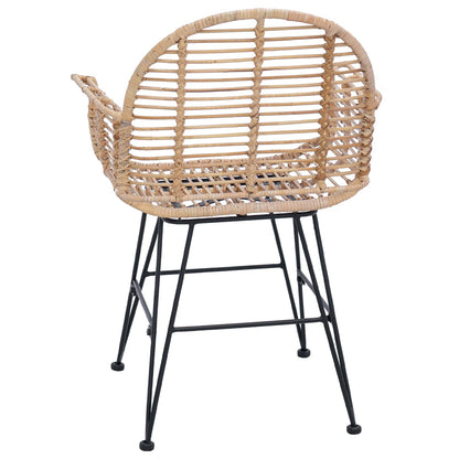 Dining Chair 2 pcs Rattan and Iron Natural 57 x 55 x 85 cm