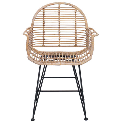 Dining Chair 2 pcs Rattan and Iron Natural 57 x 55 x 85 cm