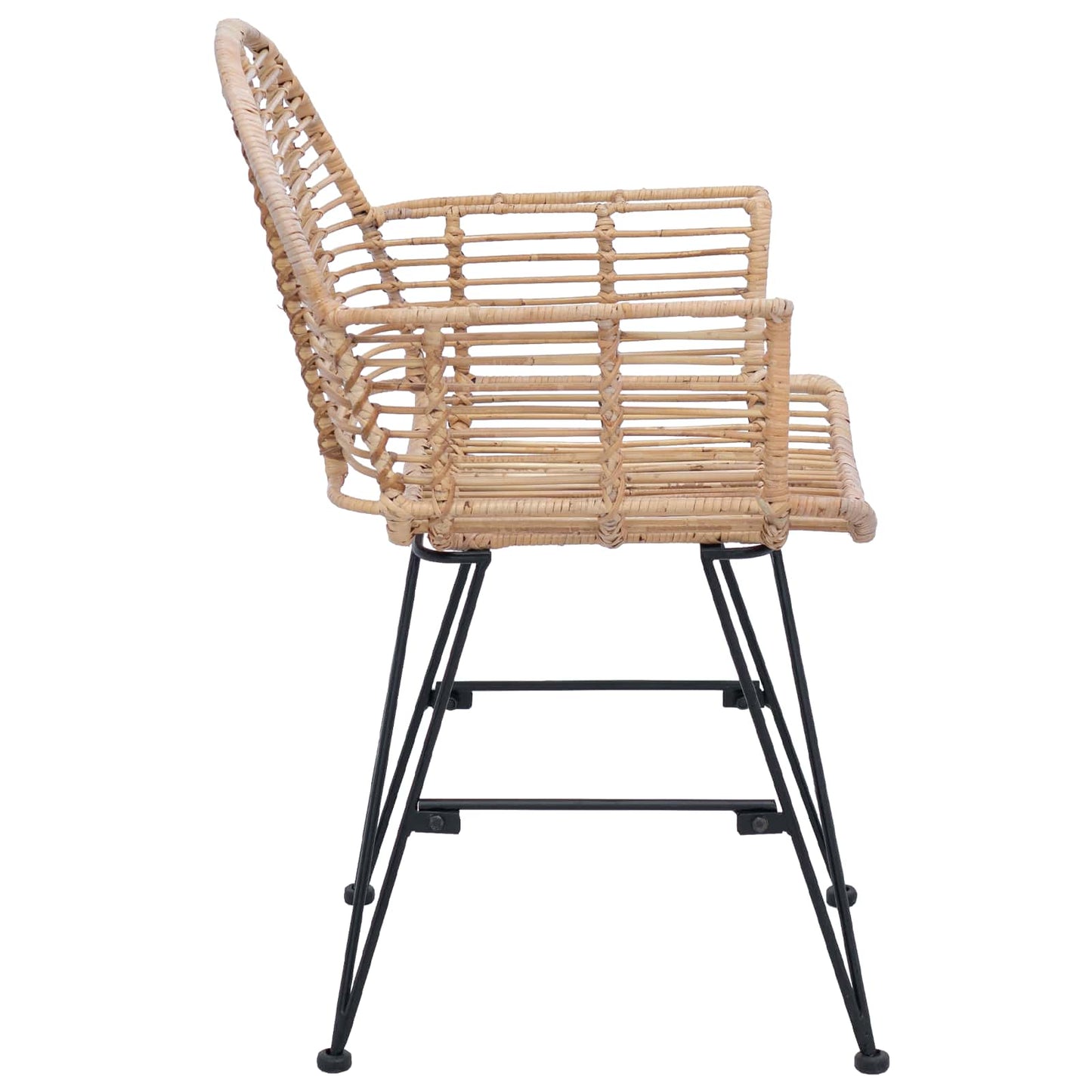 Dining Chair 2 pcs Rattan and Iron Natural 57 x 55 x 85 cm