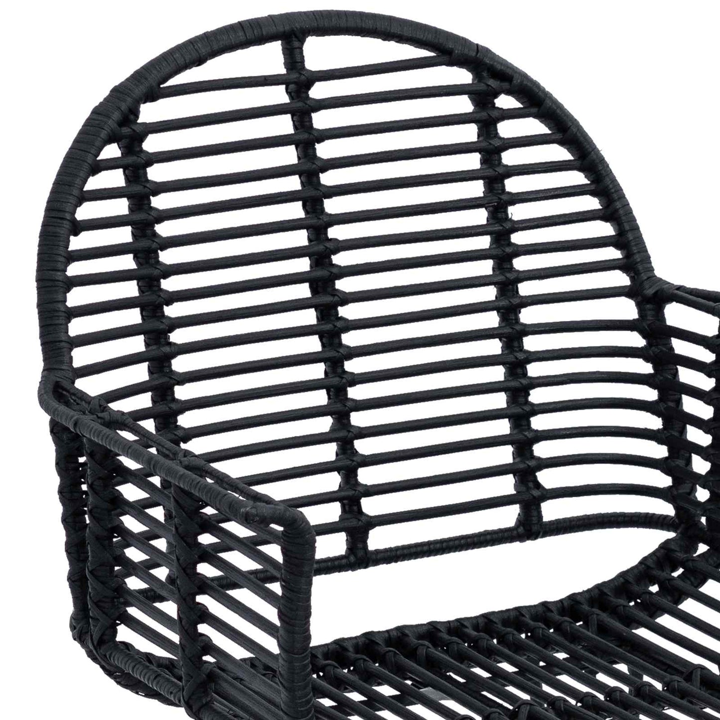 Dining Chair 2 pcs Rattan and Iron Black 57 x 55 x 85 cm