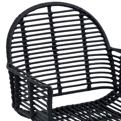 Dining Chair 2 pcs Rattan and Iron Black 57 x 55 x 85 cm