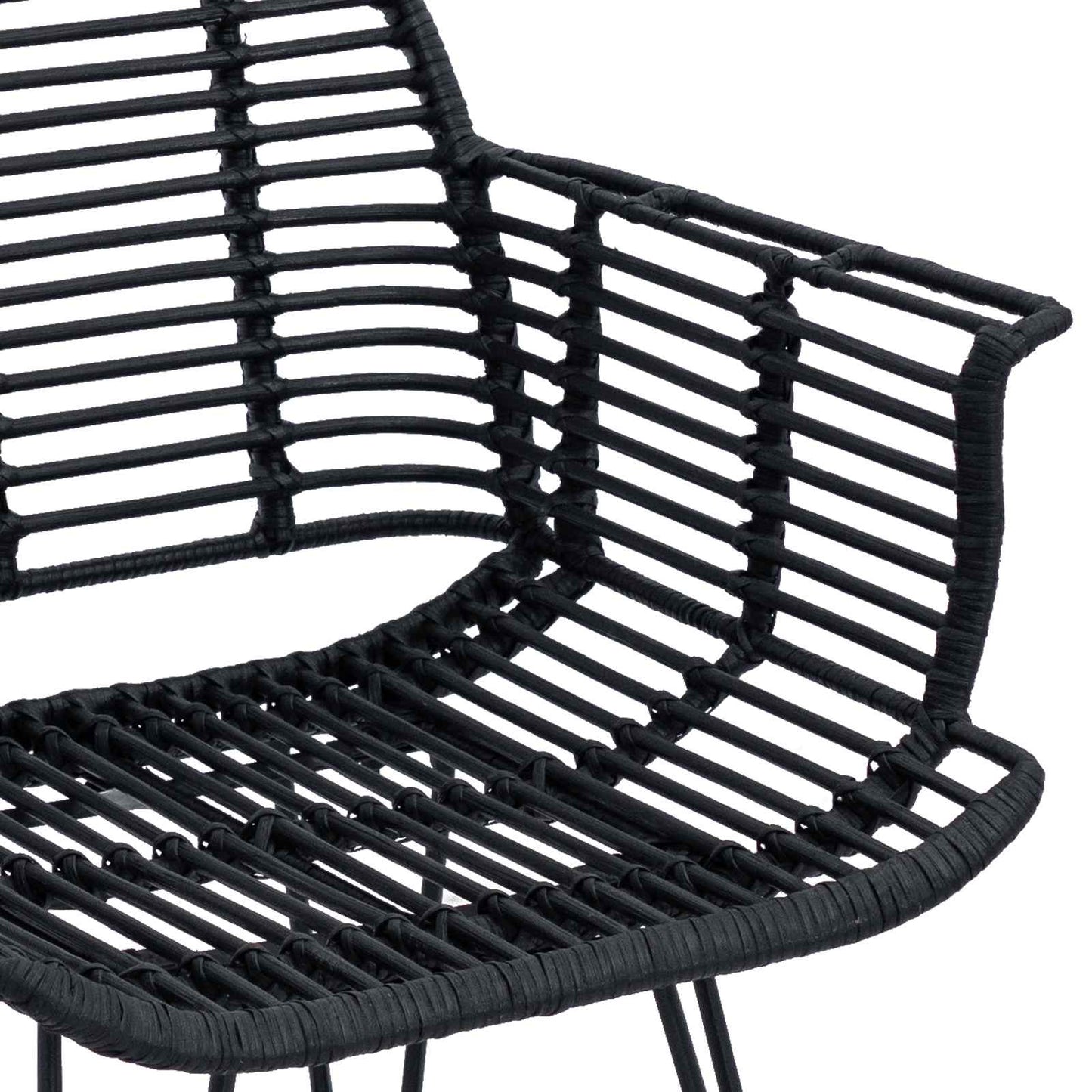 Dining Chair 2 pcs Rattan and Iron Black 57 x 55 x 85 cm