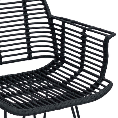 Dining Chair 2 pcs Rattan and Iron Black 57 x 55 x 85 cm