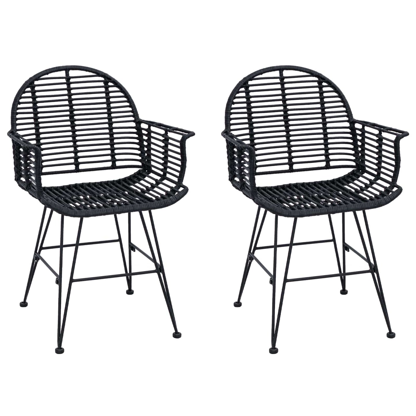 Dining Chair 2 pcs Rattan and Iron Black 57 x 55 x 85 cm