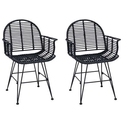 Dining Chair 2 pcs Rattan and Iron Black 57 x 55 x 85 cm