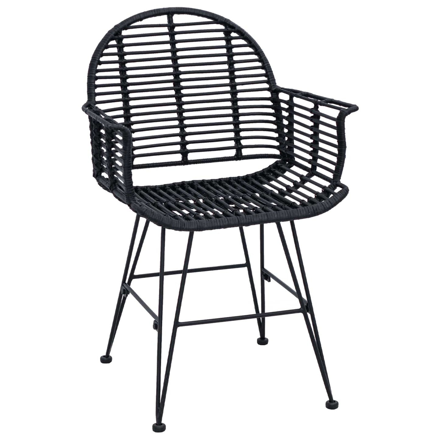 Dining Chair 2 pcs Rattan and Iron Black 57 x 55 x 85 cm