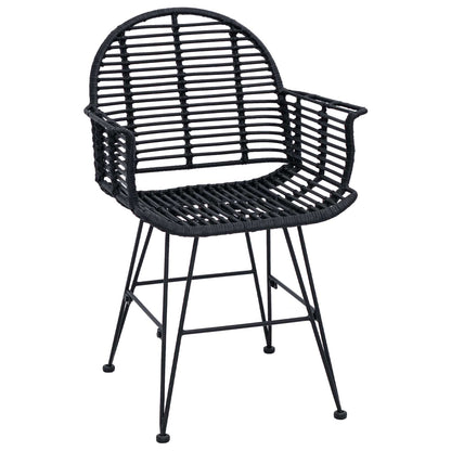 Dining Chair 2 pcs Rattan and Iron Black 57 x 55 x 85 cm
