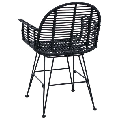 Dining Chair 2 pcs Rattan and Iron Black 57 x 55 x 85 cm